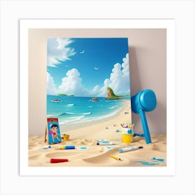 Default On The Beach Painting Wall Art 0 Art Print