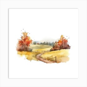 Watercolor Autumn Landscape 13 Art Print