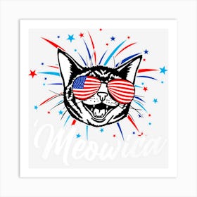 Trending Meowica Funny Cat Sunglasses Fourth 4th Of Art Print