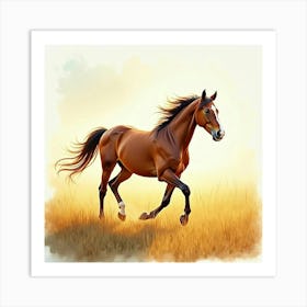 Horse Galloping In The Field 1 Art Print