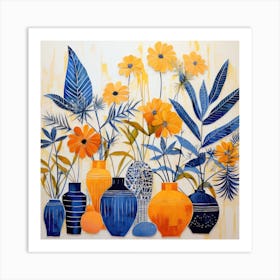 Blue And Yellow Vases Art Print