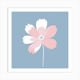 A White And Pink Flower In Minimalist Style Square Composition 57 Art Print