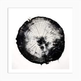 Tree Rings Abstraction in Black and White 3 Art Print