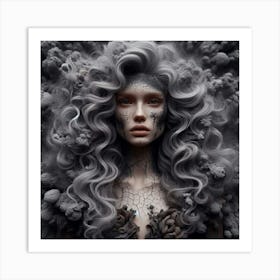 Young Woman With Long Curly Hair Art Print