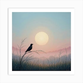 Crow At Sunset Art Print