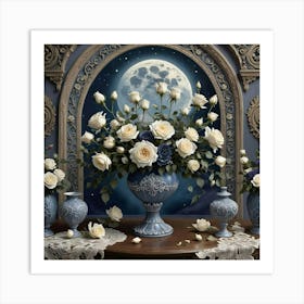 Moonlight Roses Art Print