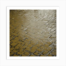 Cobblestones In The Rain Art Print