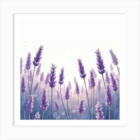 Gentle Lavender Fields Swaying In The Breeze, Captured In Watercolor Art Print