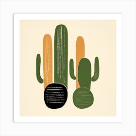 Rizwanakhan Simple Abstract Cactus Non Uniform Shapes Petrol 51 Art Print