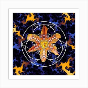 Sacred Geometry Fibonacci Spiral Flowers 6 Poster