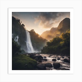 Waterfall At Sunrise 2 Art Print