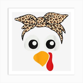 Turkey Face Leopard Headband Womens Thanksgiving Art Print