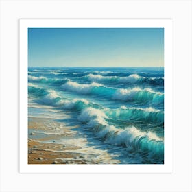 Ocean Waves, Acrylic Painting Style 1 Art Print