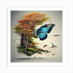 Butterfly In A Tree Art Print