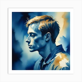 Young Man In A Blue Shirt Art Print