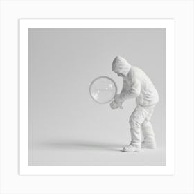 Man Holding Magnifying Glass Art Print