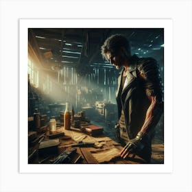 Man In A Dark Room Art Print