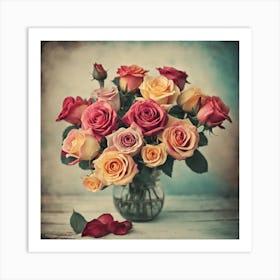 Roses In A Vase 2 Art Print