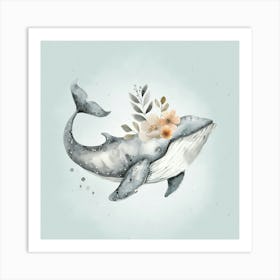 Watercolor Magic Whale Art Print