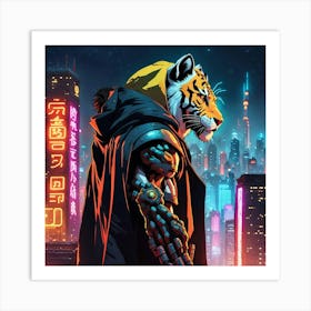 Cyberpunk Tiger In The City 1 Art Print