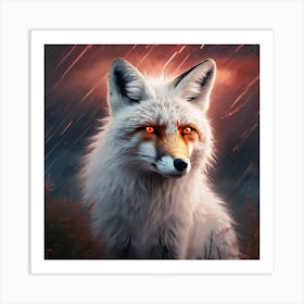 Fox under the rain Art Print