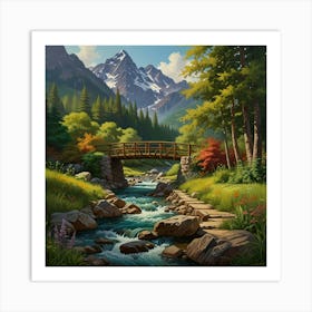 Bridge In The Mountains 3 Art Print