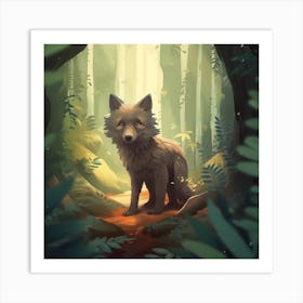 Wolf In The Forest 5 Art Print