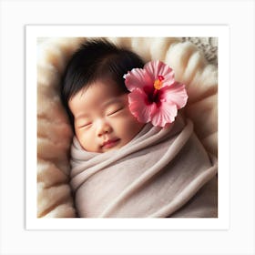 Baby With Flower Art Print