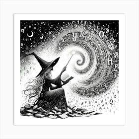 Witch Reading A Book Art Print