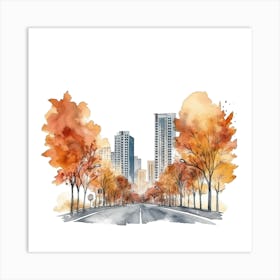 Watercolor Cityscape 2 Art Print