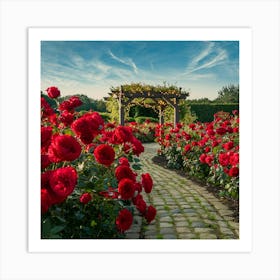 Red Roses In The Garden Art Print