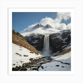 Waterfall In Iceland Art Print