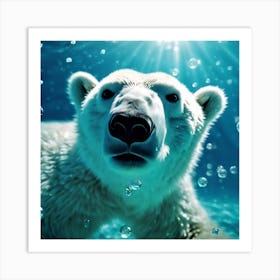 Under the Sea, Polar Bear Cub Swimming 2 Art Print