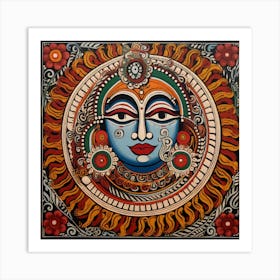 Lord Krishna By Rajesh Madhubani Painting Indian Traditional Style Art Print