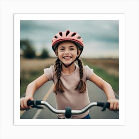 Little Girl Riding A Bike Art Print