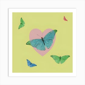 Butterflies In A Heart Art Print