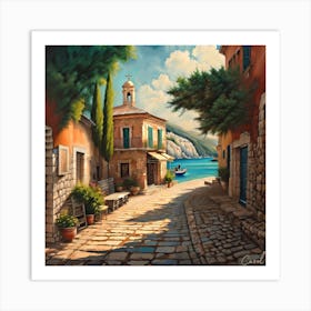 Greek Alley in Kefallonia Art Print