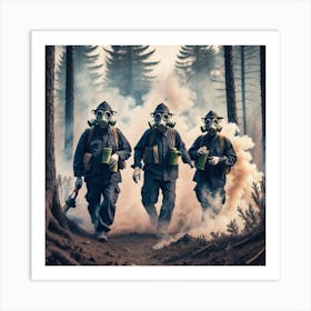 Fire Fighters In The Forest Art Print
