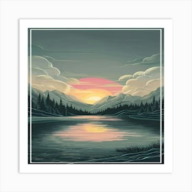 Sunset In The Mountains Art Print