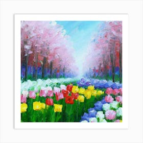 a flower garden in spring 10 Art Print