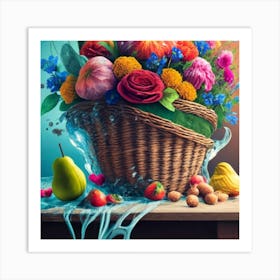 Beautiful And Elegant Wicker Basket Decorated 1 Art Print