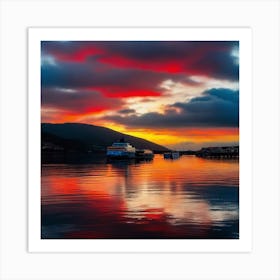 Sunset At The Harbor Art Print