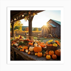 An Organic Farm During A Jubilant Fall Festival Apple And Pumpkin Decorations Adorn The Table A Co 2 1 Art Print