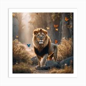 Lion In The Forest Art Print