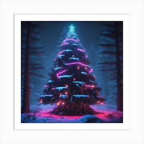 Christmas Tree In The Forest 128 Art Print