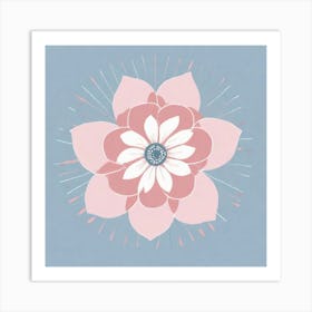 A White And Pink Flower In Minimalist Style Square Composition 583 Art Print