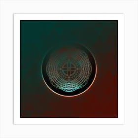 Geometric Neon Glyph on Jewel Tone Triangle Pattern 313 Art Print