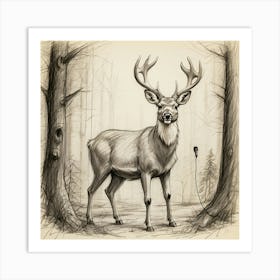 Deer In The Woods 136 Art Print