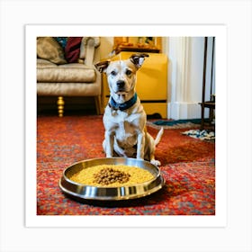 A Photo Of A Dog With A Bowl Of Food In Front Of I (2) Art Print