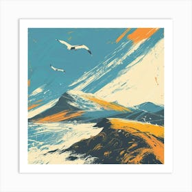 Seagulls in Galapagos Islands Painting Art Print